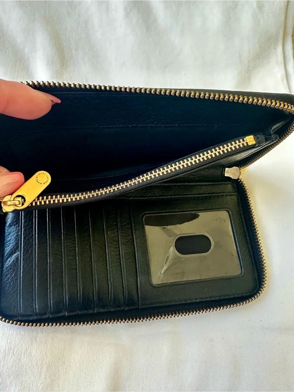 Marc By Marc Jacobs Black Pebbled Leather Zip Around Wallet Continental